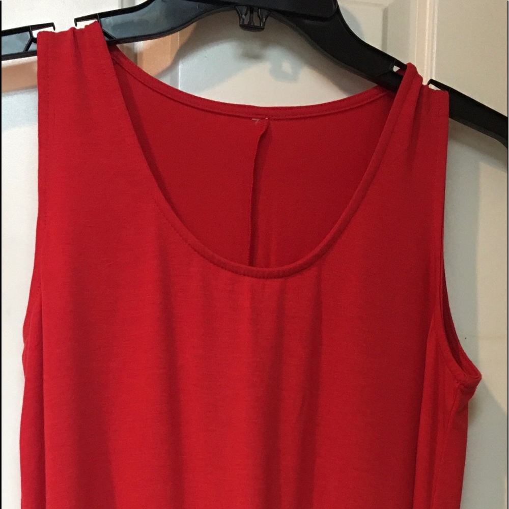 Long, red tunic tank; size small